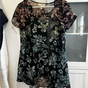 Jessica Simpson Black Floral Sheer Blouse